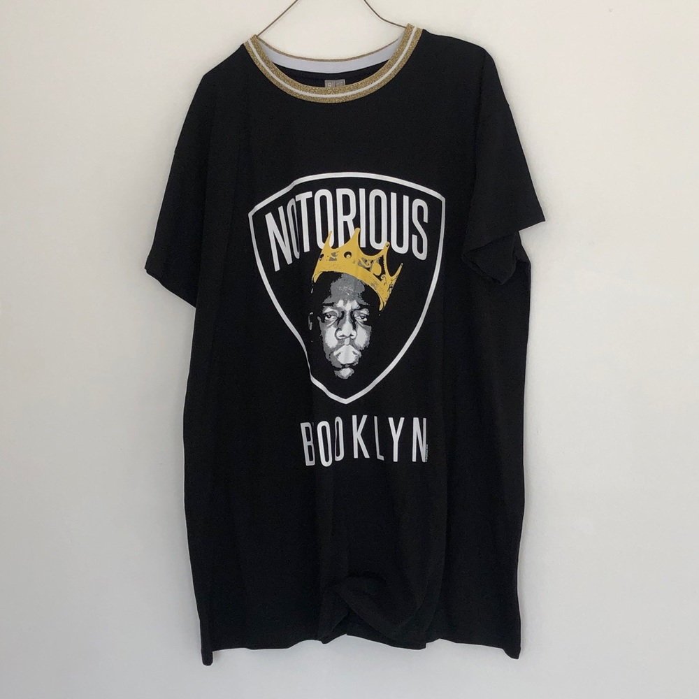 NWT Notorious BIG shirt dress with sparkle collar